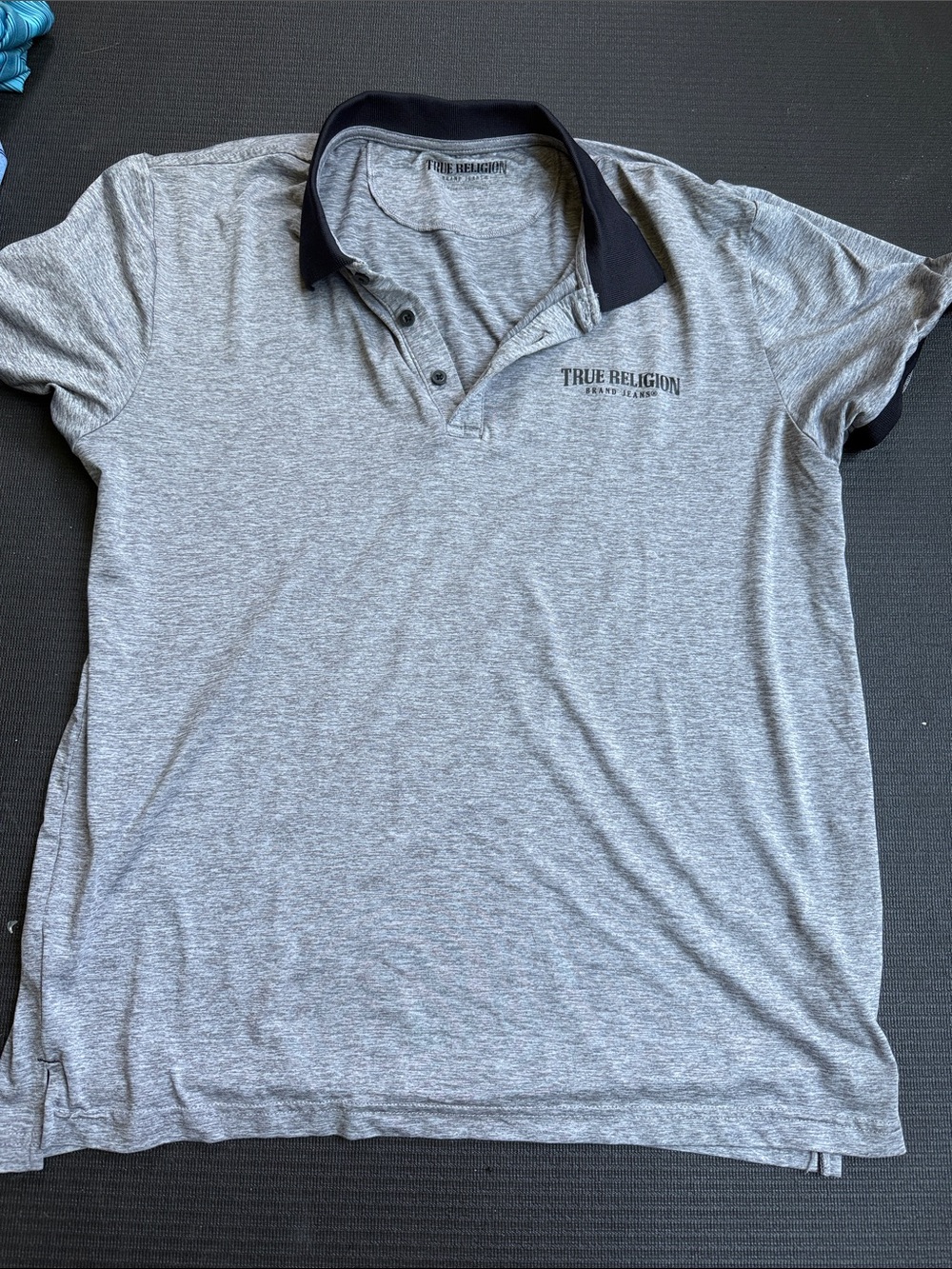True Religion Light Gray Polo with Black Contrast Collar